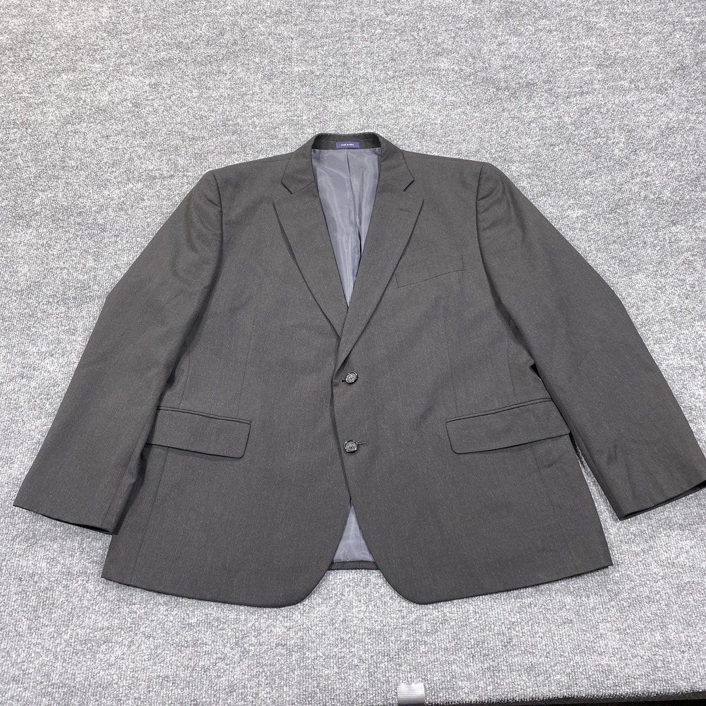 Stafford Blazer Mens 46 Short Gray Classic Fit Travel Suit Jacket Two Button